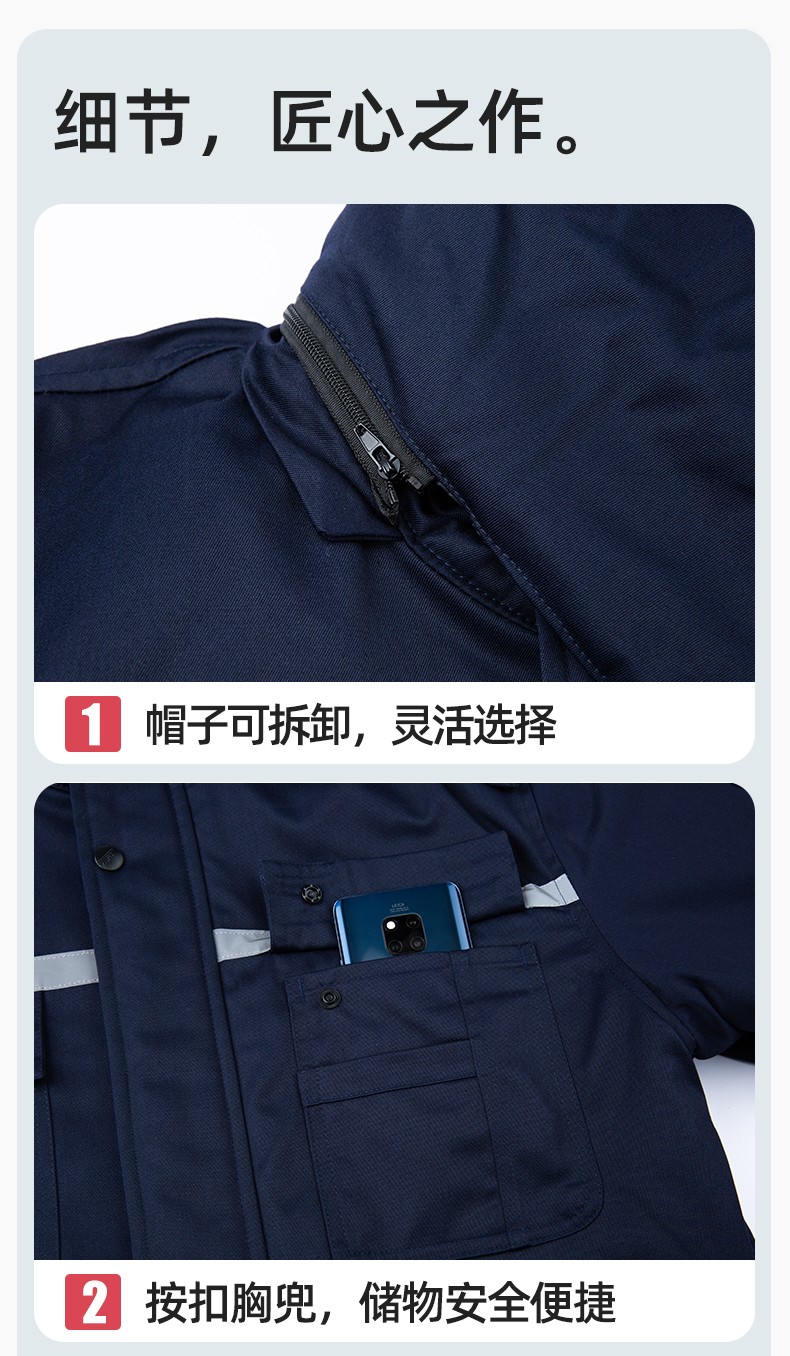 YM-20901Z 加油站靜電工作棉服電子工廠男女冬季勞保工程棉衣棉襖加厚工作服(圖10)