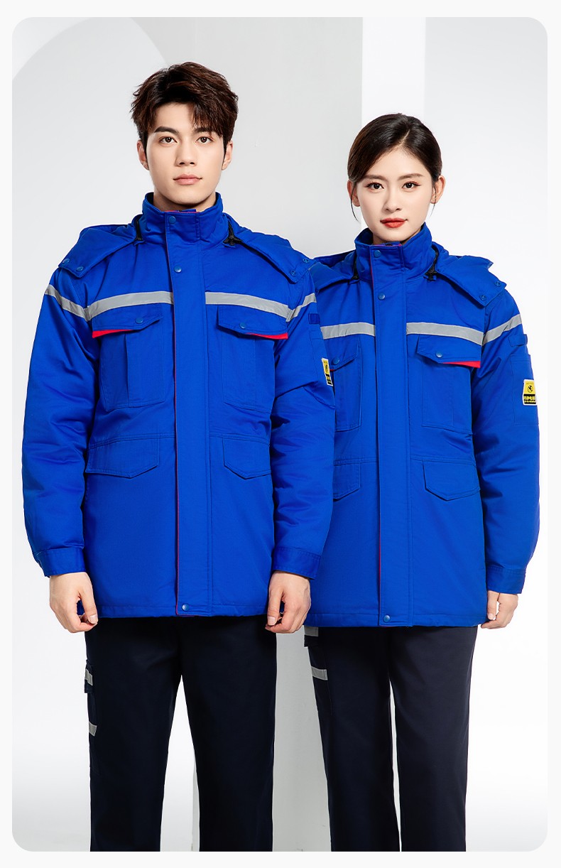 JC-S2203M 可拆卸冬季加厚加棉保暖工作服棉衣定制工廠車間維修服反光勞保服(圖17)