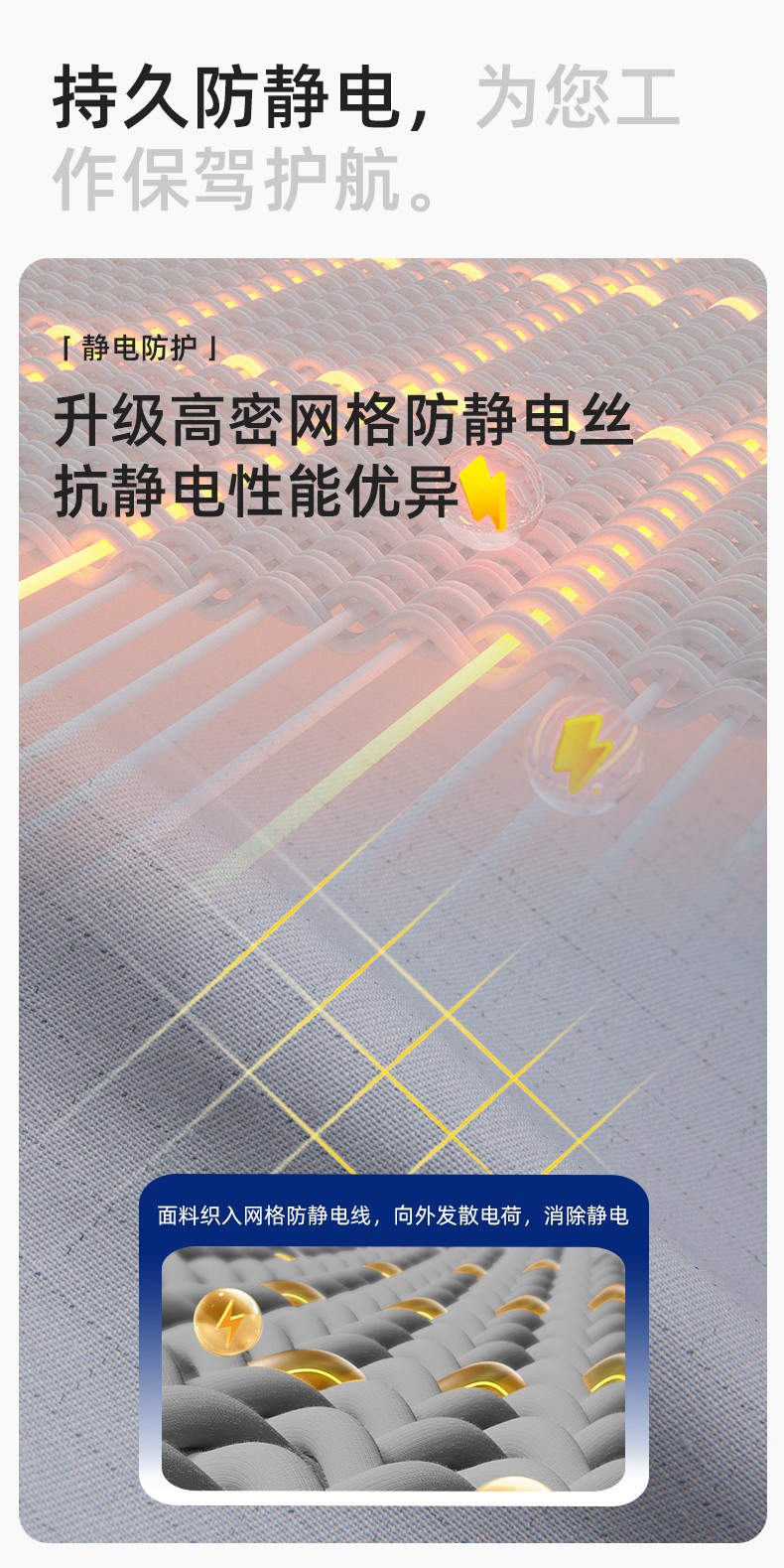 FJD8099 春秋純棉防靜電工作服套裝定制電網化工廠汽修車間耐磨反光勞保服(圖4)