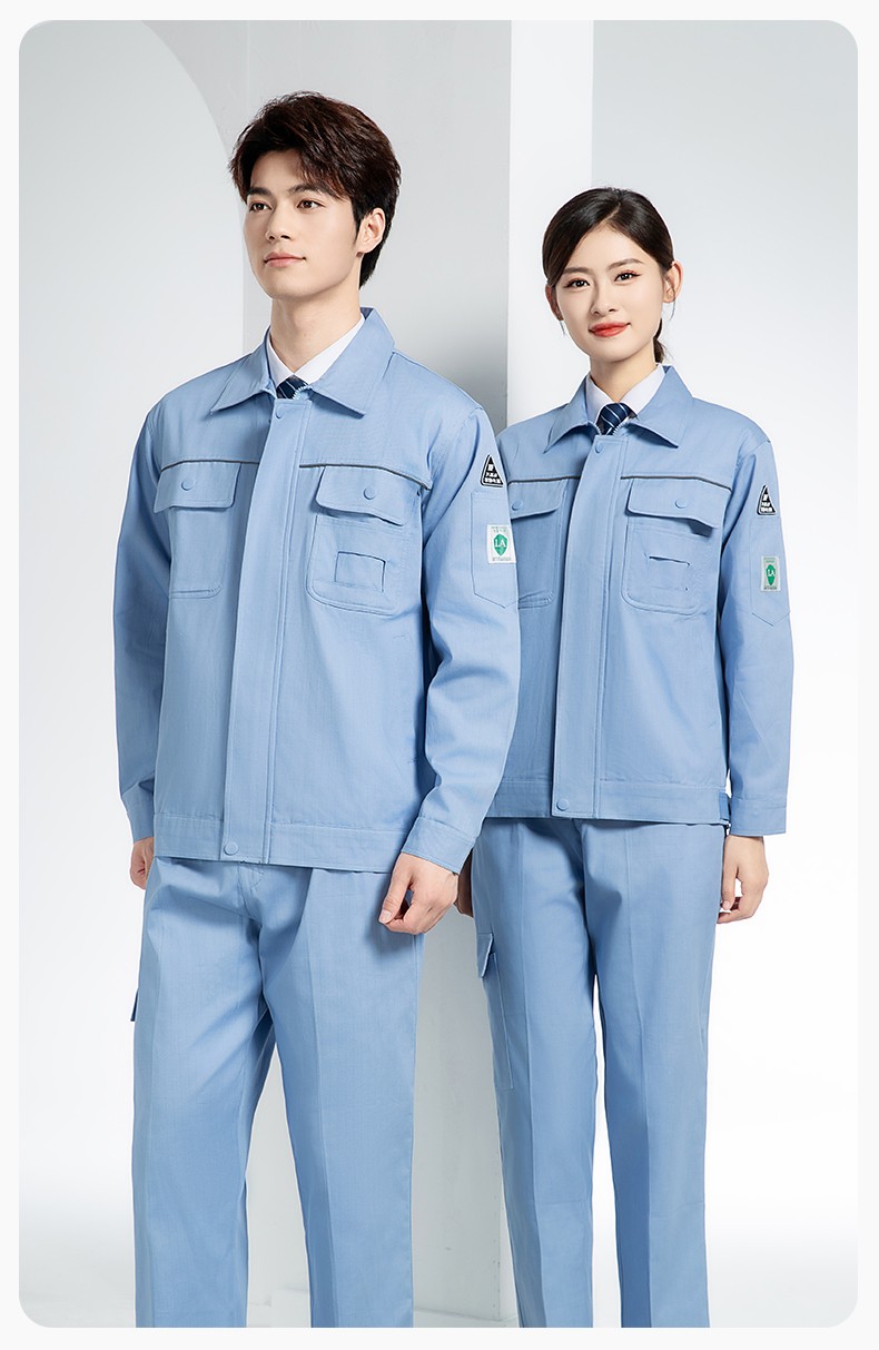 FJD8099 春秋純棉防靜電工作服套裝定制電網化工廠汽修車間耐磨反光勞保服(圖13)