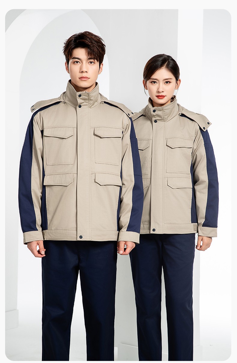 JC-3D02M 冬季防靜電棉服定制工作服拼色CVC工裝加油站機修車間廠服勞保服(圖16)