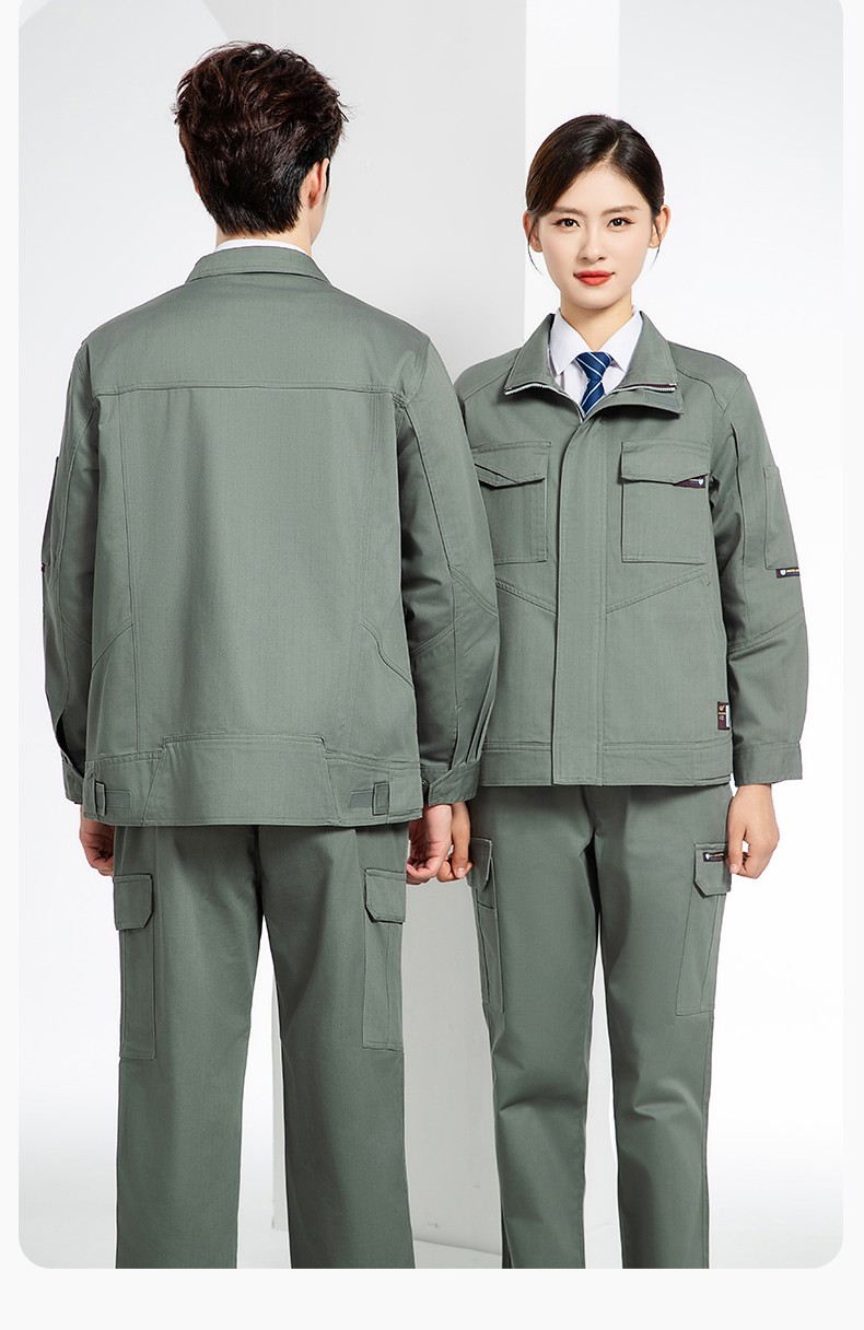 JC-SY61X 防靜電春秋長袖工作服套裝CVC耐磨純色工裝機修車間工廠服定制(圖20)
