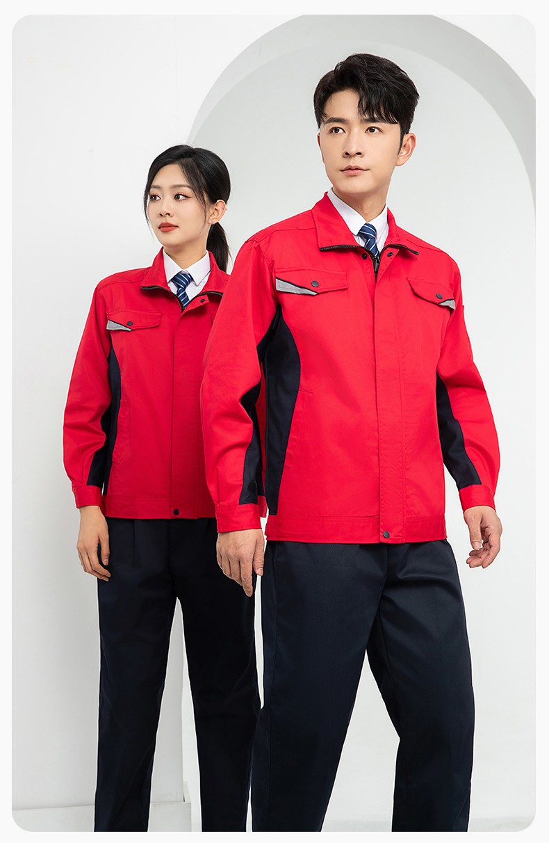 LJ-9901 春秋防靜電工作服套裝男拼色耐磨電焊工加油站可定制工裝勞保服(圖14)