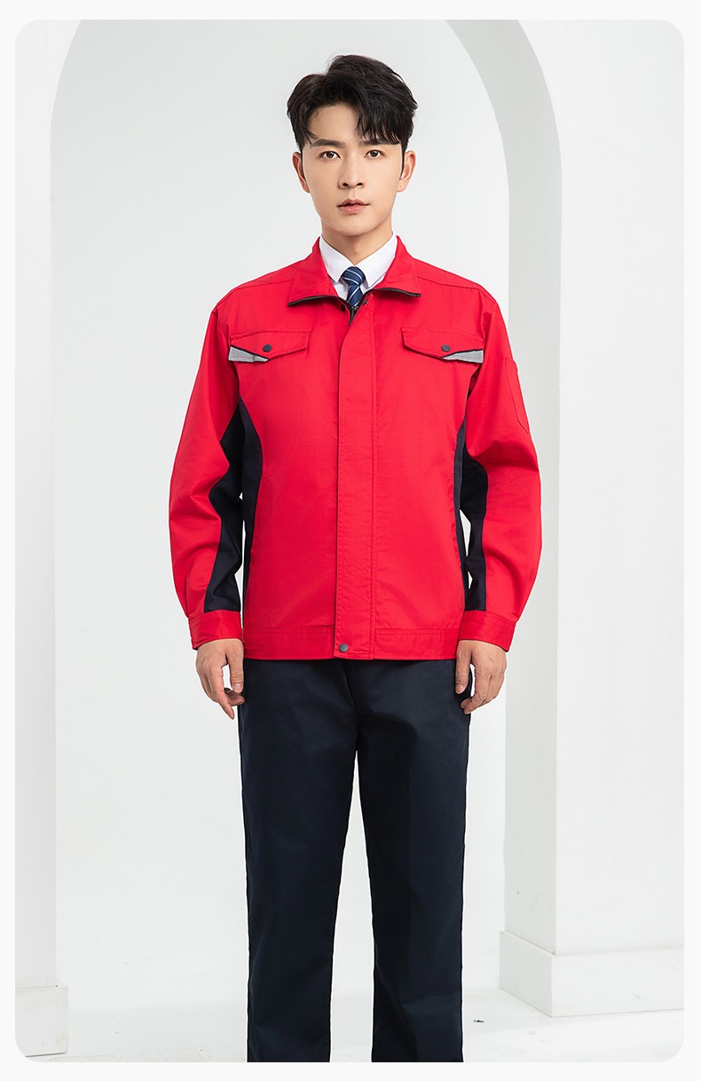 LJ-9901 春秋防靜電工作服套裝男拼色耐磨電焊工加油站可定制工裝勞保服(圖15)