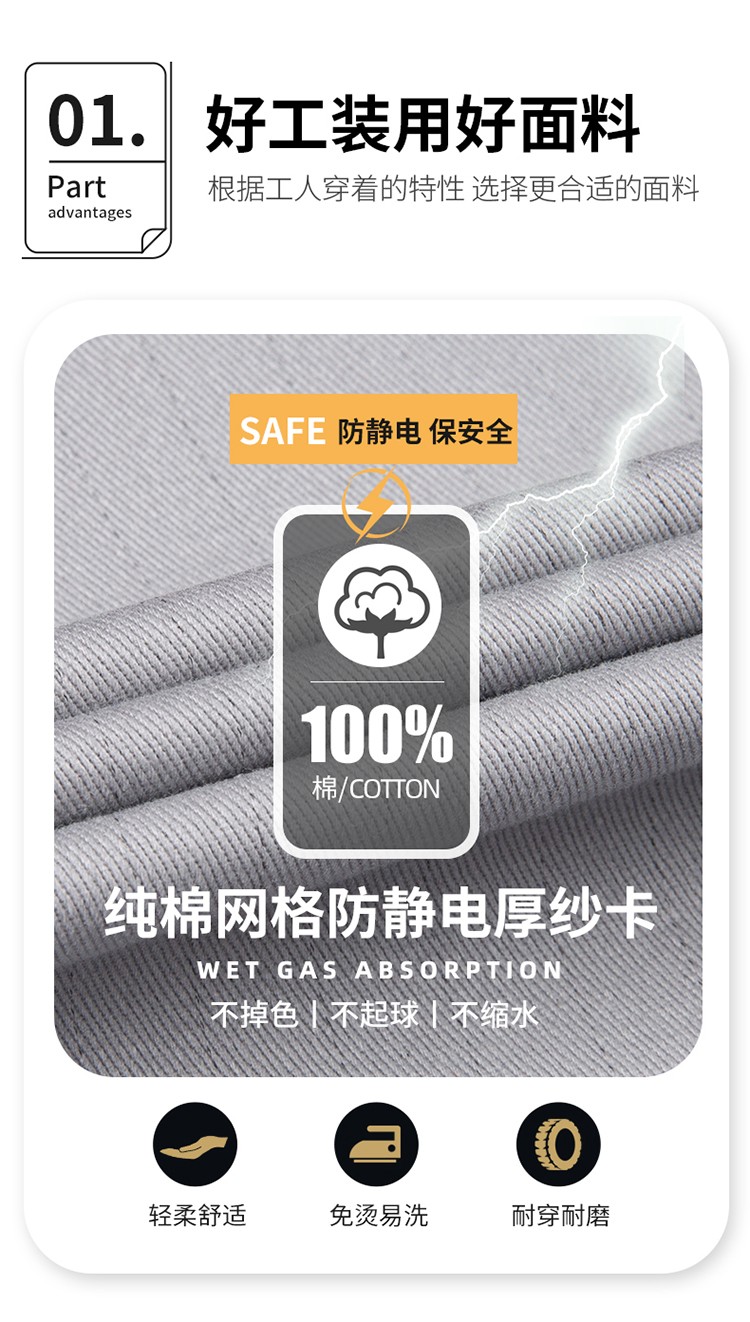 LW-8818 純棉防靜電工作服棉衣定制冷庫加油站冬季中長款防寒服勞保服外套(圖4)