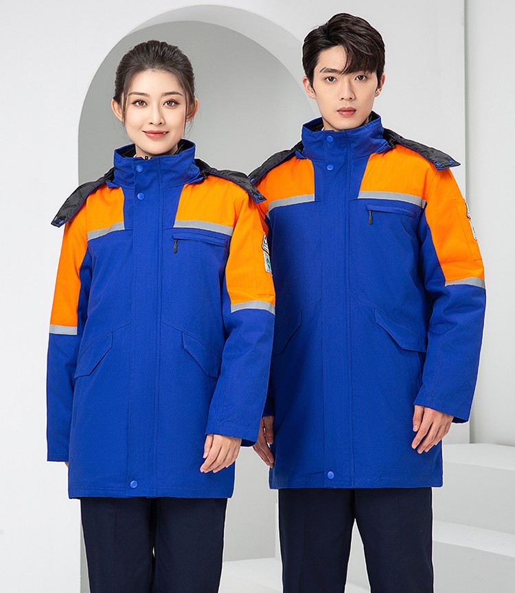 LW-8818 純棉防靜電工作服棉衣定制冷庫加油站冬季中長款防寒服勞保服外套(圖21)