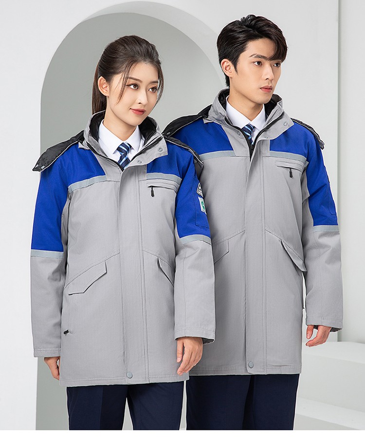 LW-8818 純棉防靜電工作服棉衣定制冷庫加油站冬季中長款防寒服勞保服外套(圖19)
