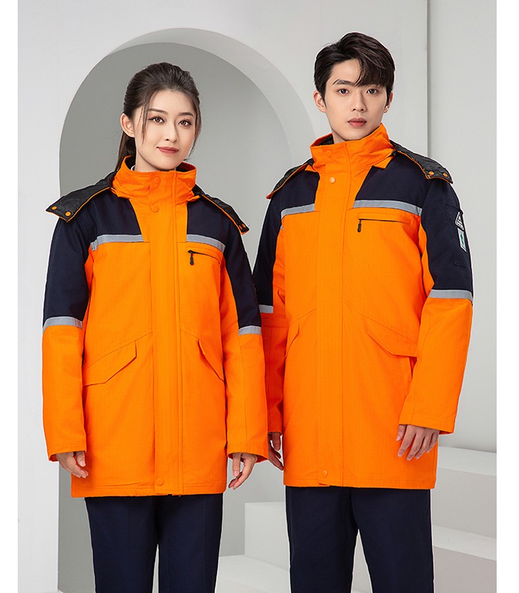 LW-8818 純棉防靜電工作服棉衣定制冷庫加油站冬季中長款防寒服勞保服外套(圖26)