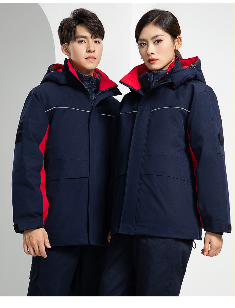 LW-8893 防靜電冬季中長工作服棉服定制男工服工裝加油站電工勞保服上衣(圖24)