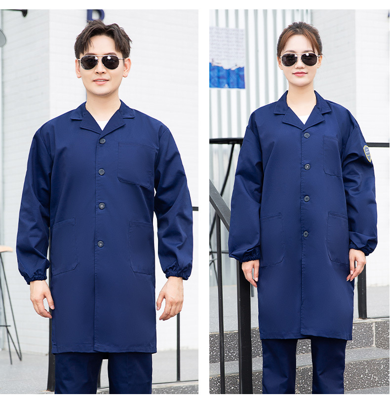 TZ011 恒漉防靜電防酸堿藍白大褂定制車間實驗室防護服耐腐蝕工 作服印字(圖14)