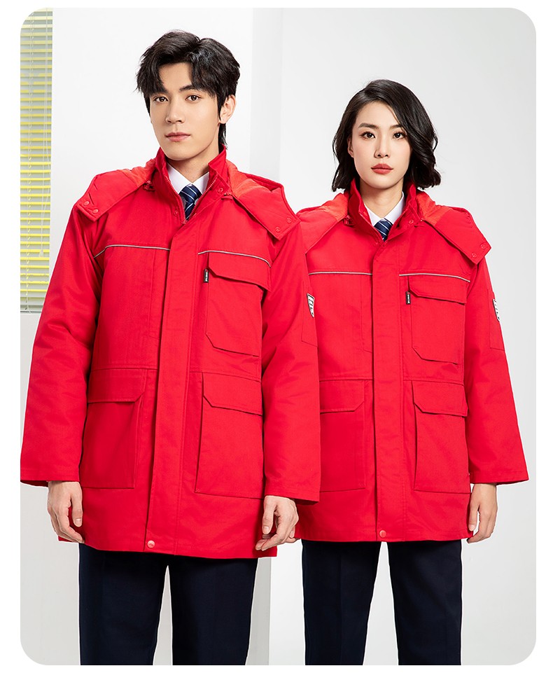 YJ-8824 冬季防靜電棉服男可拆卸純色加厚防寒保暖外套車間工廠團體服定制(圖22)