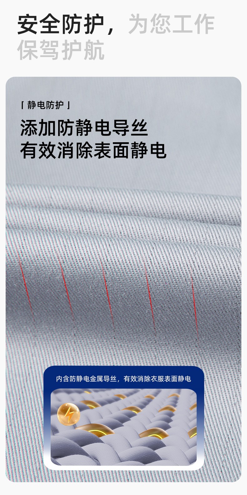 YM-20801S 防靜電工作服套裝男秋冬雙層加厚化工廠電子廠電工裝加油站勞保服(圖4)