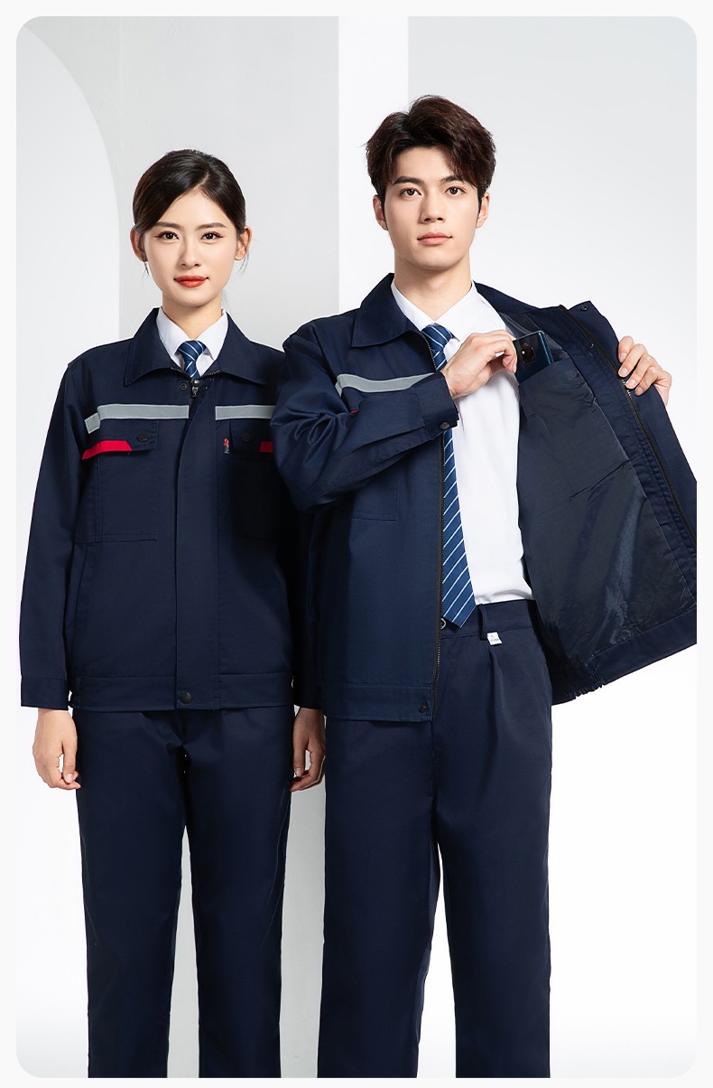 YM-20801SF 防靜電工作服套裝男秋冬雙層加厚化工廠電子廠電工裝加油站勞保服(圖14)